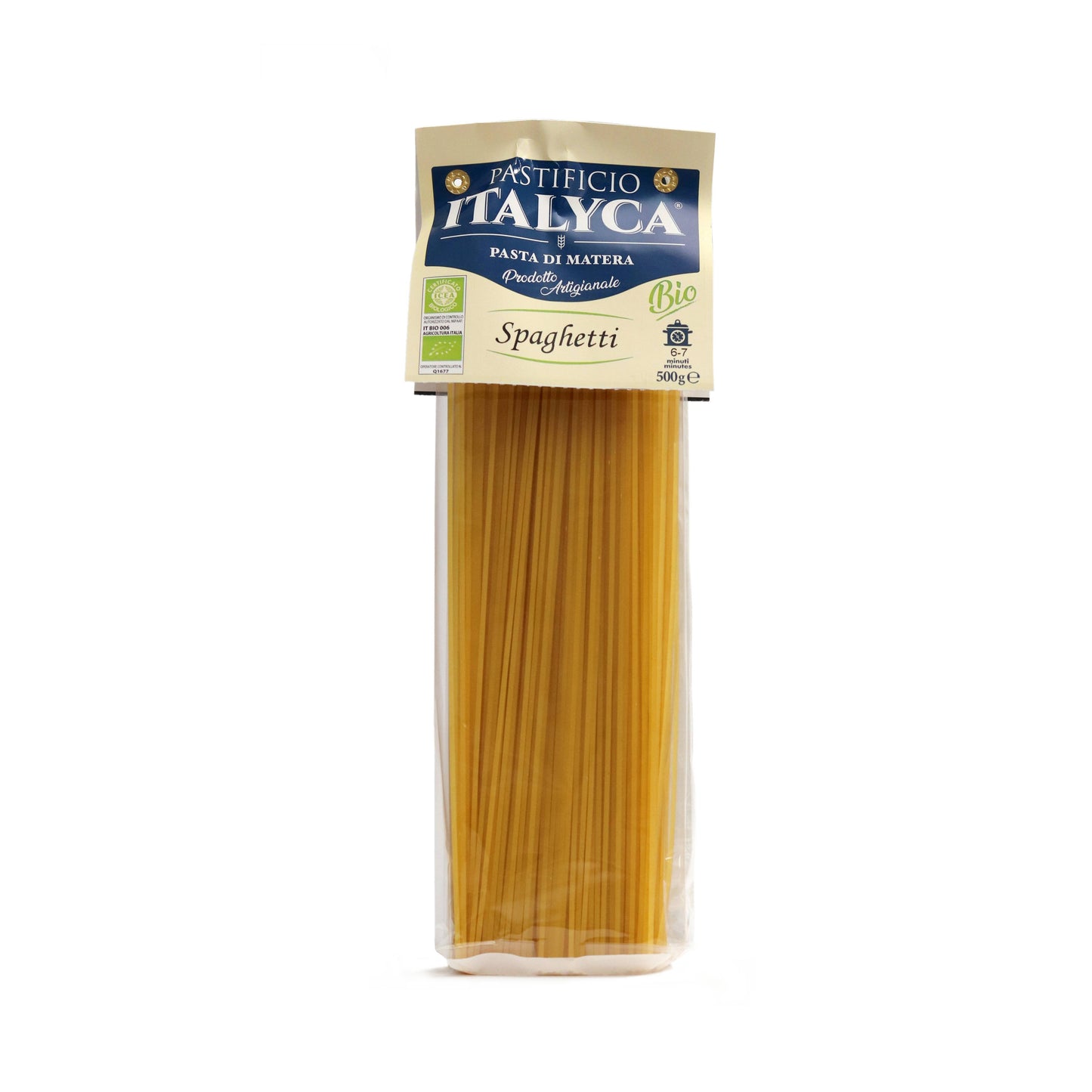 ITALYCA SPAGHETTI 500g HANDWERKLICH HERGESTELLTE BIO-NUDELN 100% ITALIEN