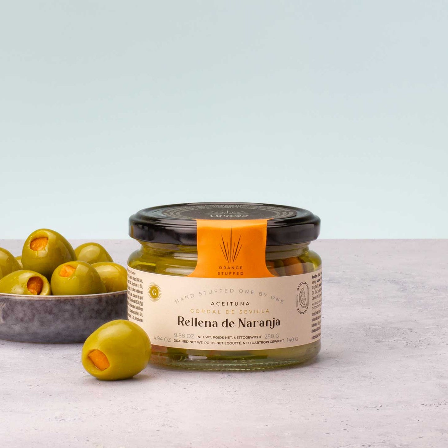 Gordal Oliven mit Orange